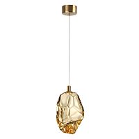 ODEON LIGHT 7111/4LA L-VISION ODL25 Подвесной светильник  бронзовый/янтарное стекло/металл IP20 LED 4W 300Лм 3000K 200° 220V GEMME