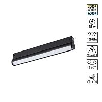 NOVOTECH 359952 PORT NT25 214 черный Трековый светильник с переключ. цв. темпер. IP20 LED 3000К\4000К\6000К 18W 90-240V VECTOR