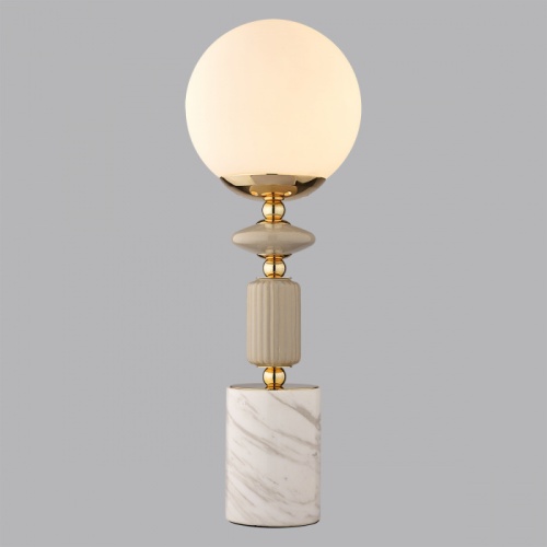 LUMION 6580/1T CLASSI LN26 36 французское золото, серый/белый металл, керамика/стекло Лампа настольная E14 1*40W 220V VIVIEN фото 4