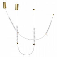 ODEON LIGHT 6639/24CL HIGHTECH ODL24 225 металл/античная бронза/белые бусы из акрила Потолочный светильник (в комплекте 2 нити) IP 20 LED 24W 3500K 220V MONELLA