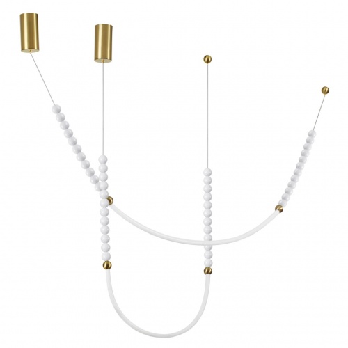 ODEON LIGHT 6639/24CL HIGHTECH ODL24 225 металл/античная бронза/белые бусы из акрила Потолочный светильник (в комплекте 2 нити) IP 20 LED 24W 3500K 220V MONELLA